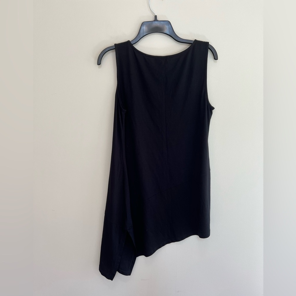 Eileen Fisher Sleeveless Asymmetrical Sleeveless Black Tunic Top, size S - Picture 3 of 9
